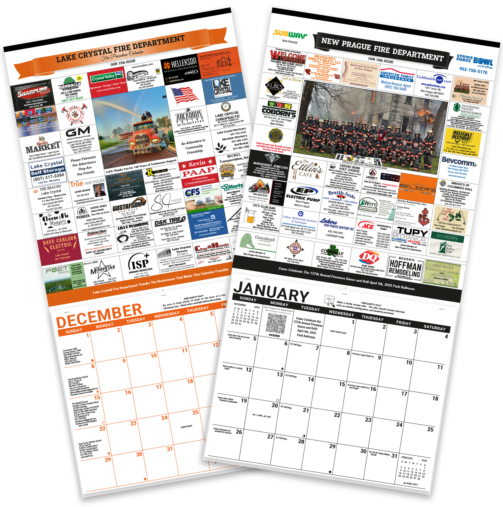 Two sample fundraising calendars for fire departments