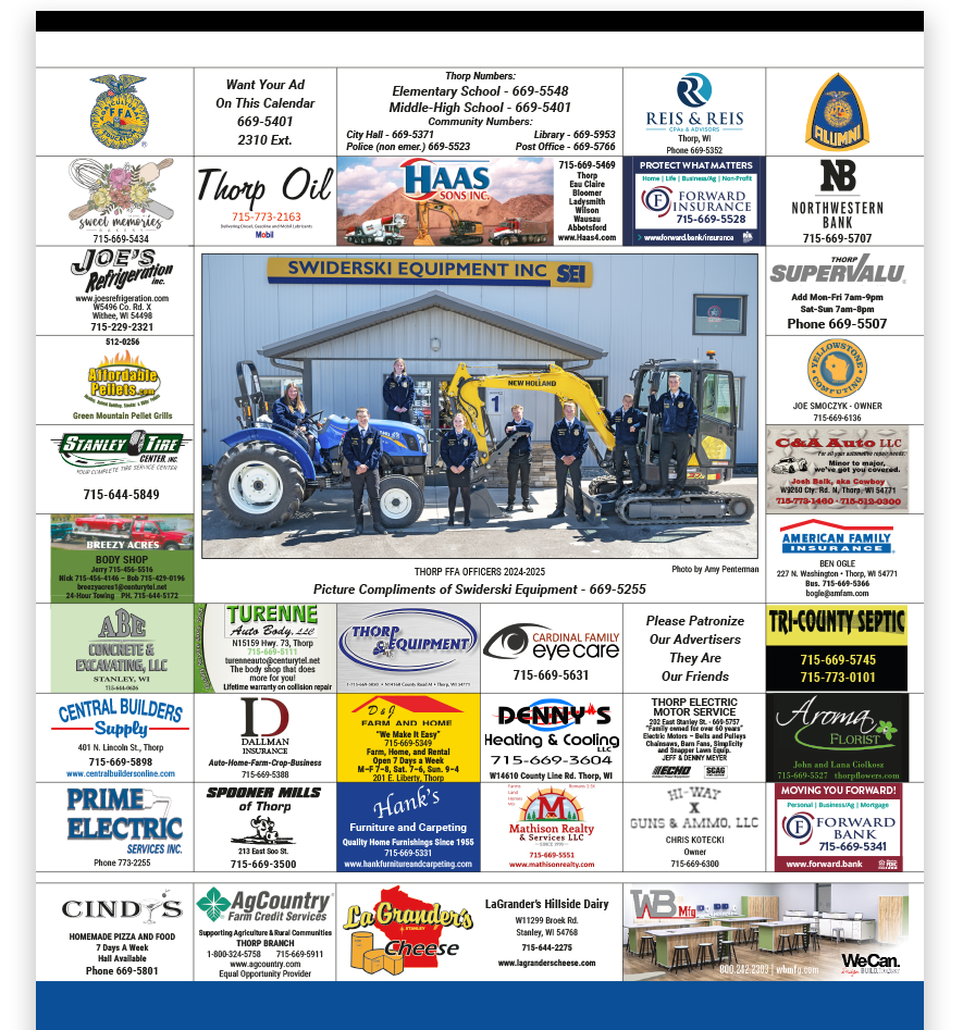 An photo sponsorship for a school Future Farmers of America or FFA organization